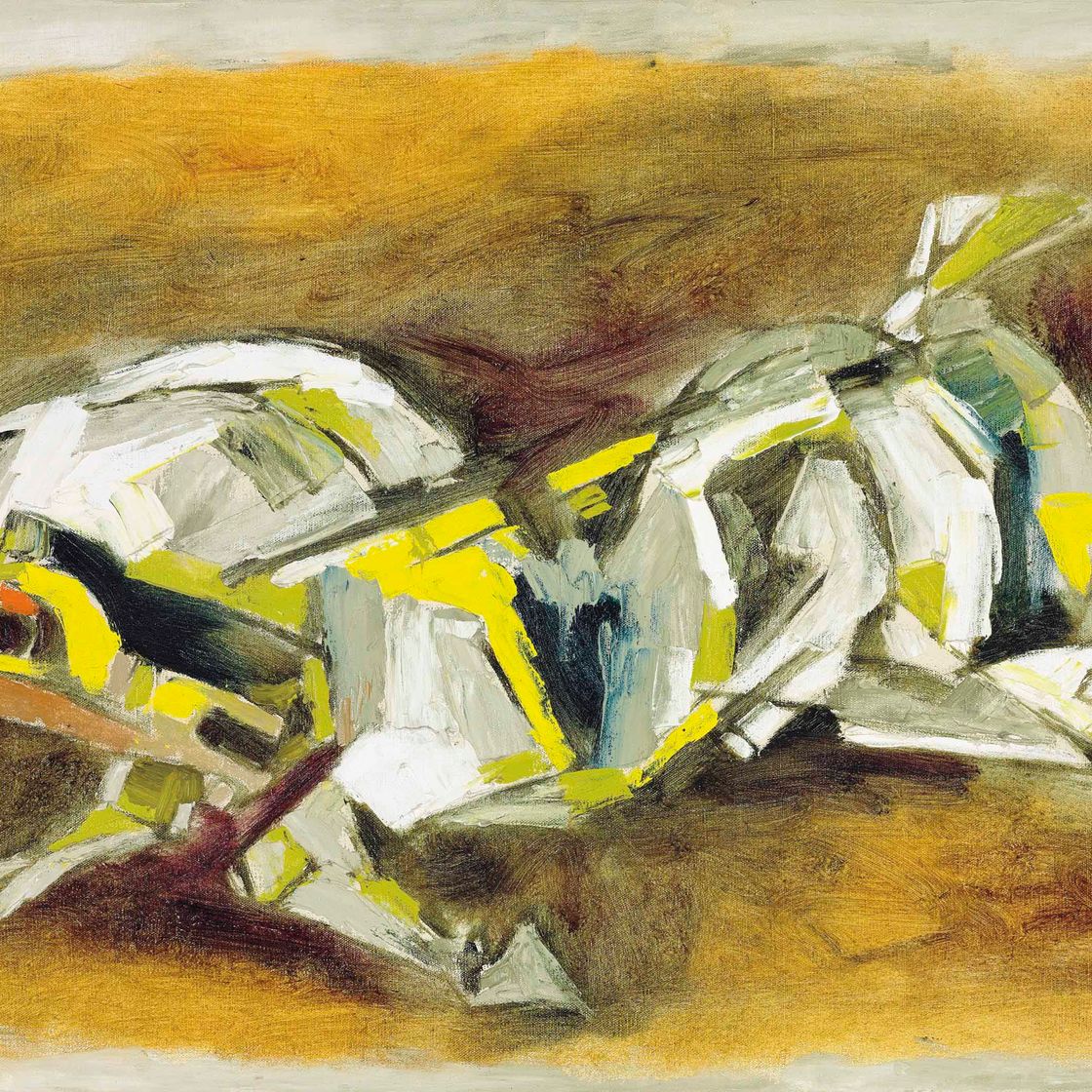 Maqbool Fida Husain — Без названия (Желтая лошадь)