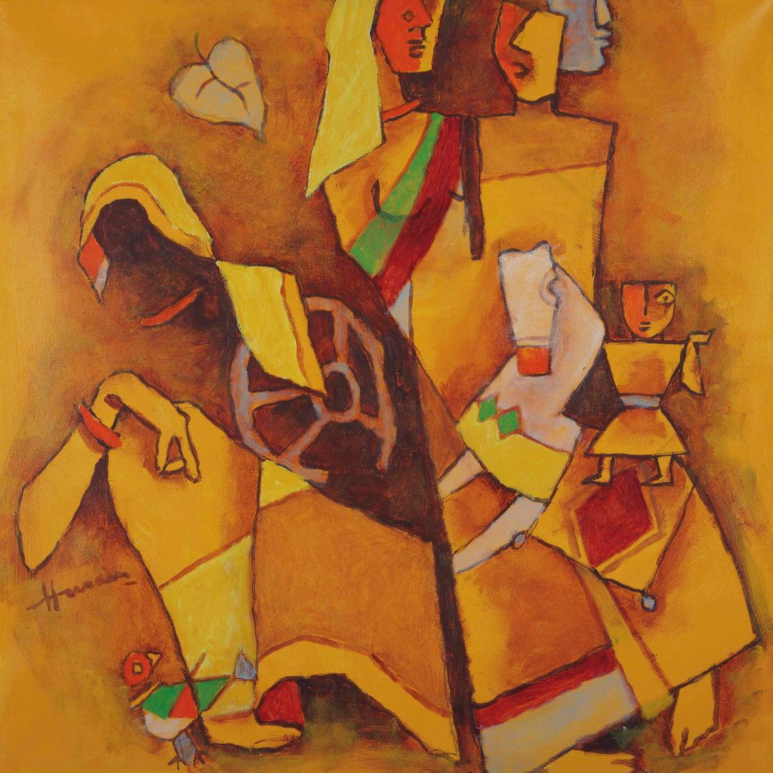 Maqbool Fida Husain — Без названия (Деревенская сцена)