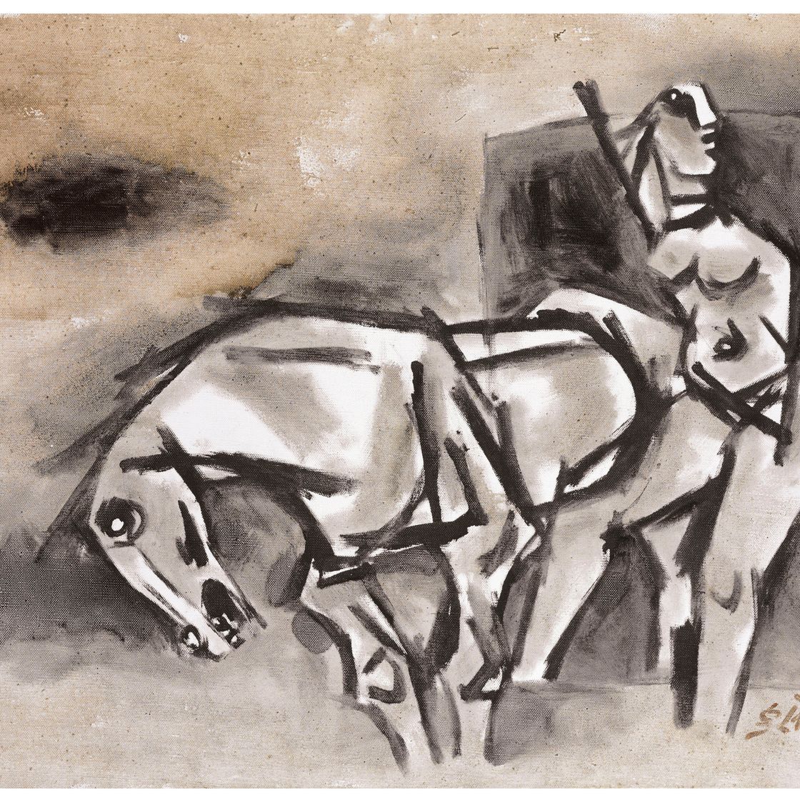 Maqbool Fida Husain — Женщина с лошадью