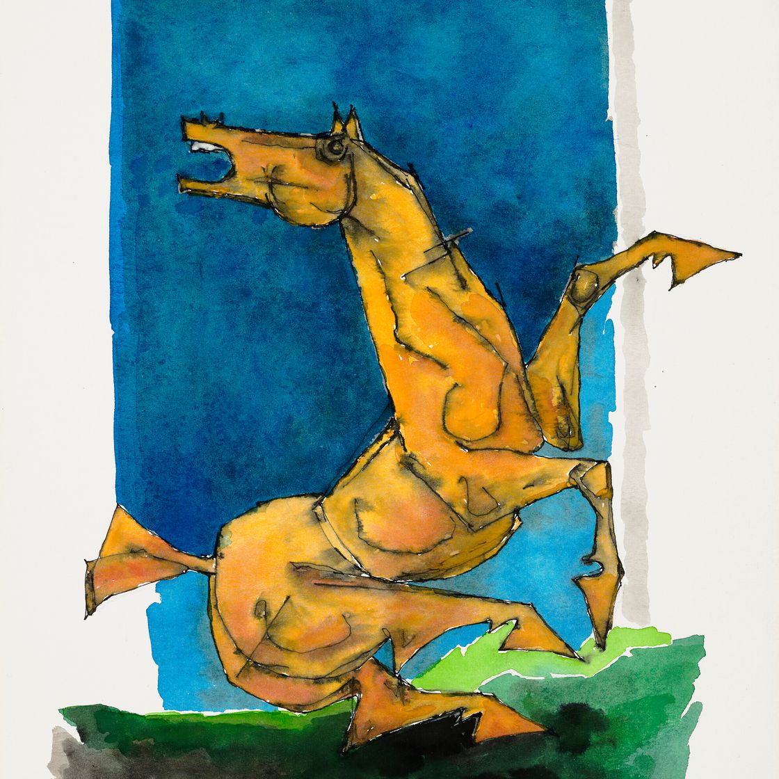 Maqbool Fida Husain — Без названия (Вставшая на дыбы лошадь)