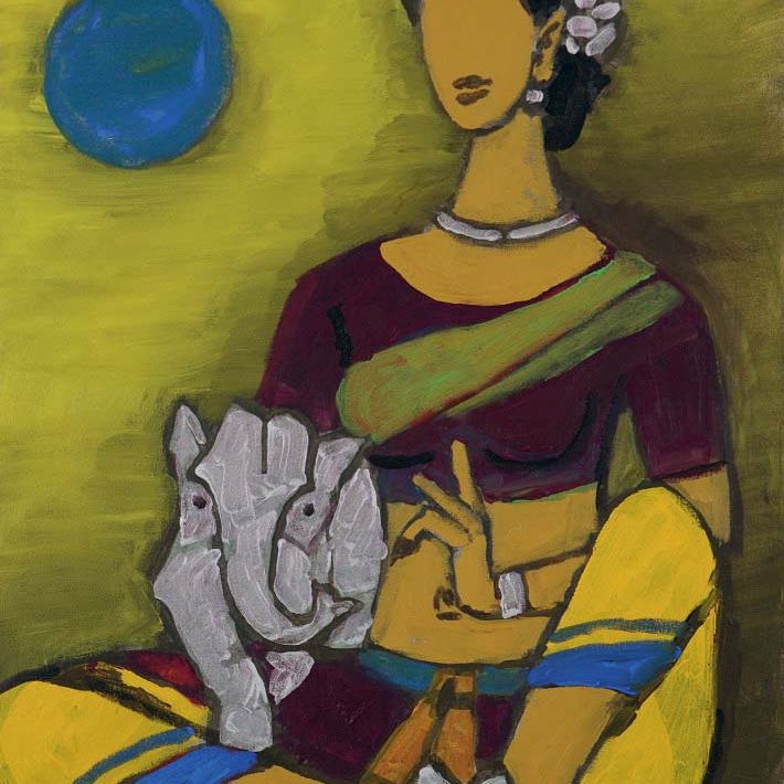 Maqbool Fida Husain — Без названия (Ганеша и Парвати)