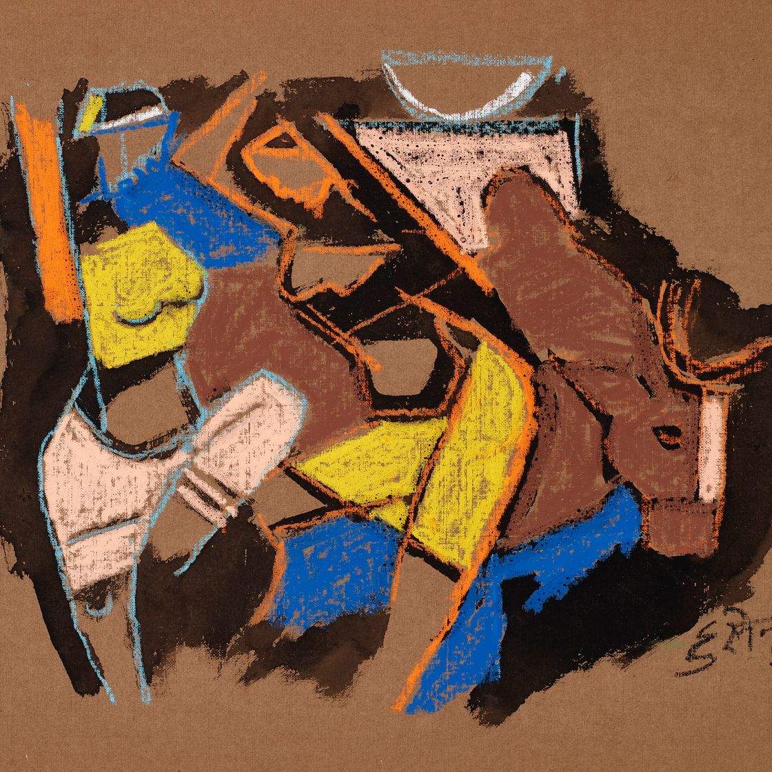 Maqbool Fida Husain — Без названия (Дамы с быком)