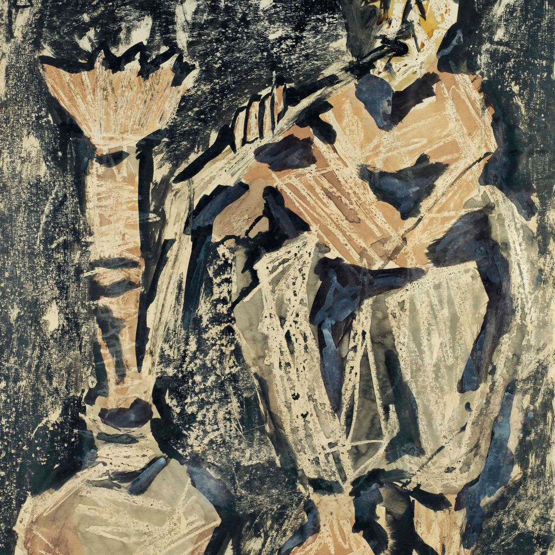 Maqbool Fida Husain — Без названия (Мужчина, курящий Хукку)