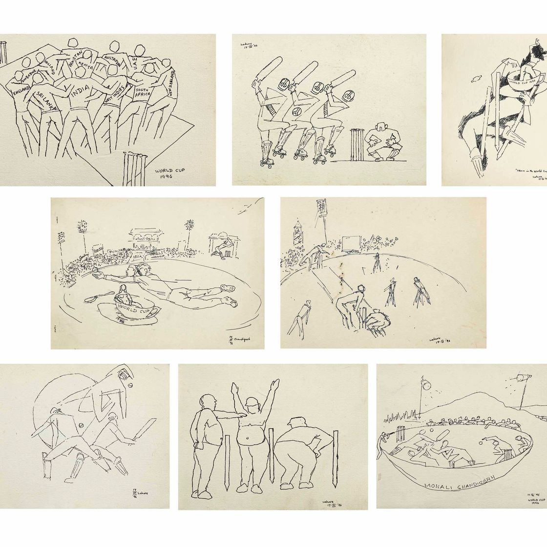 Maqbool Fida Husain — Без названия (Серия игр по крикету); Буря на чемпионате мира; Чемпионат мира 1996