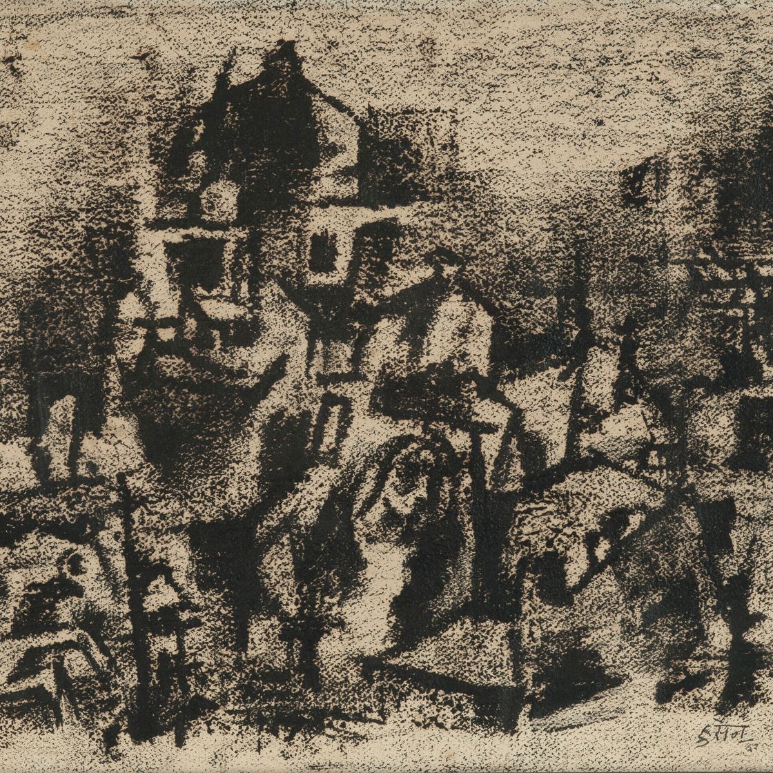 Maqbool Fida Husain — Без названия (Пейзаж Раджастана)