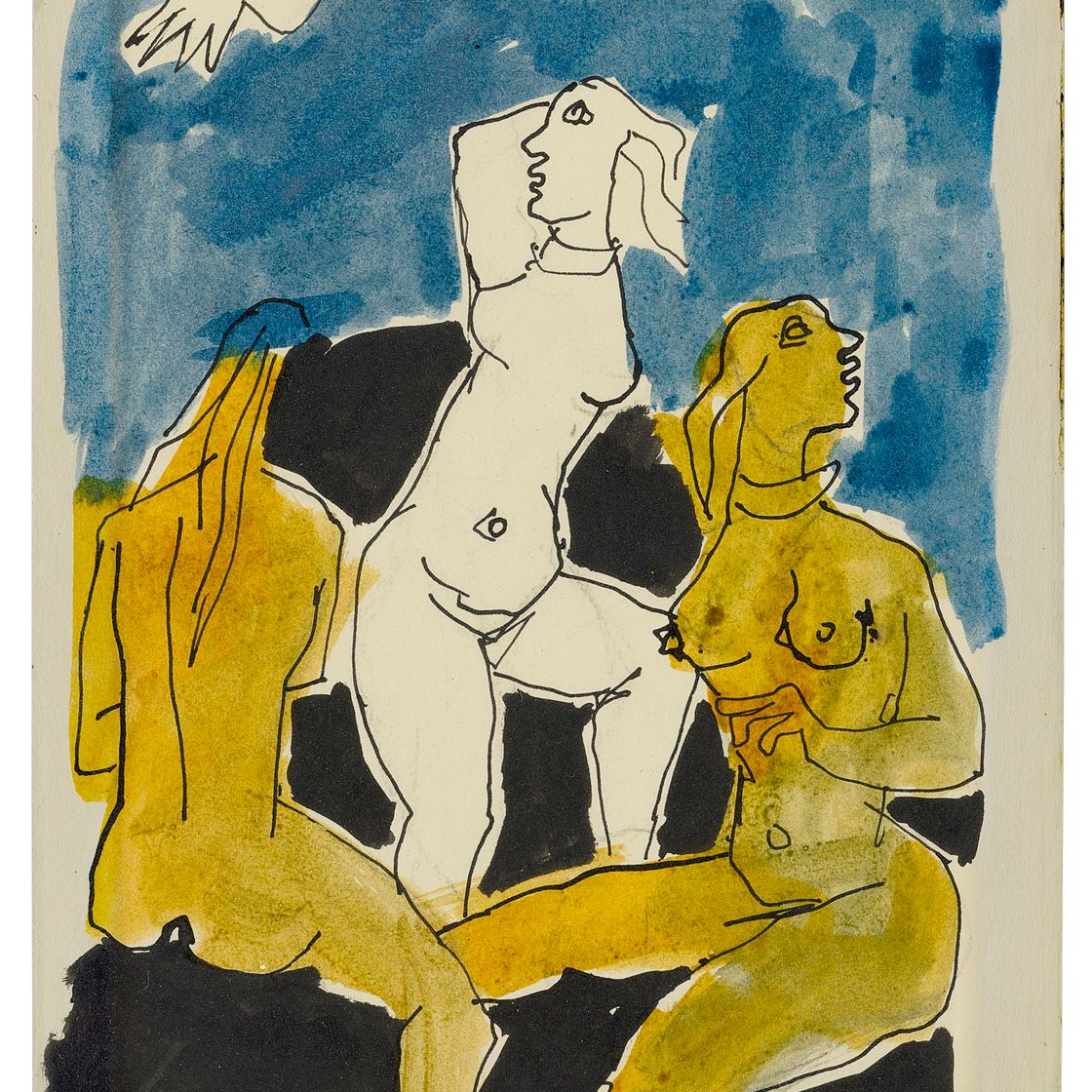 Maqbool Fida Husain — Без названия ("Три грации")