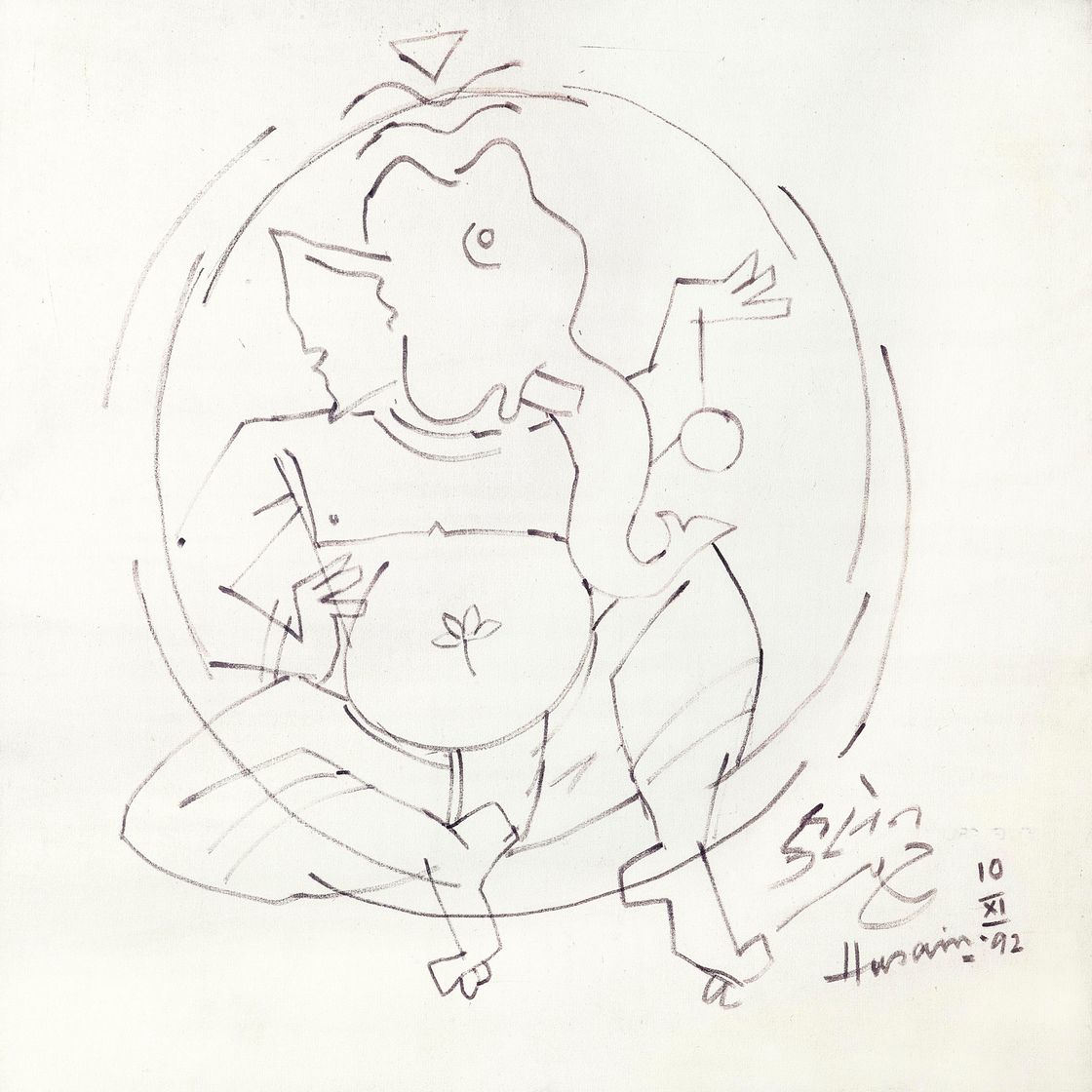 Maqbool Fida Husain — Без названия (Ганеша)
