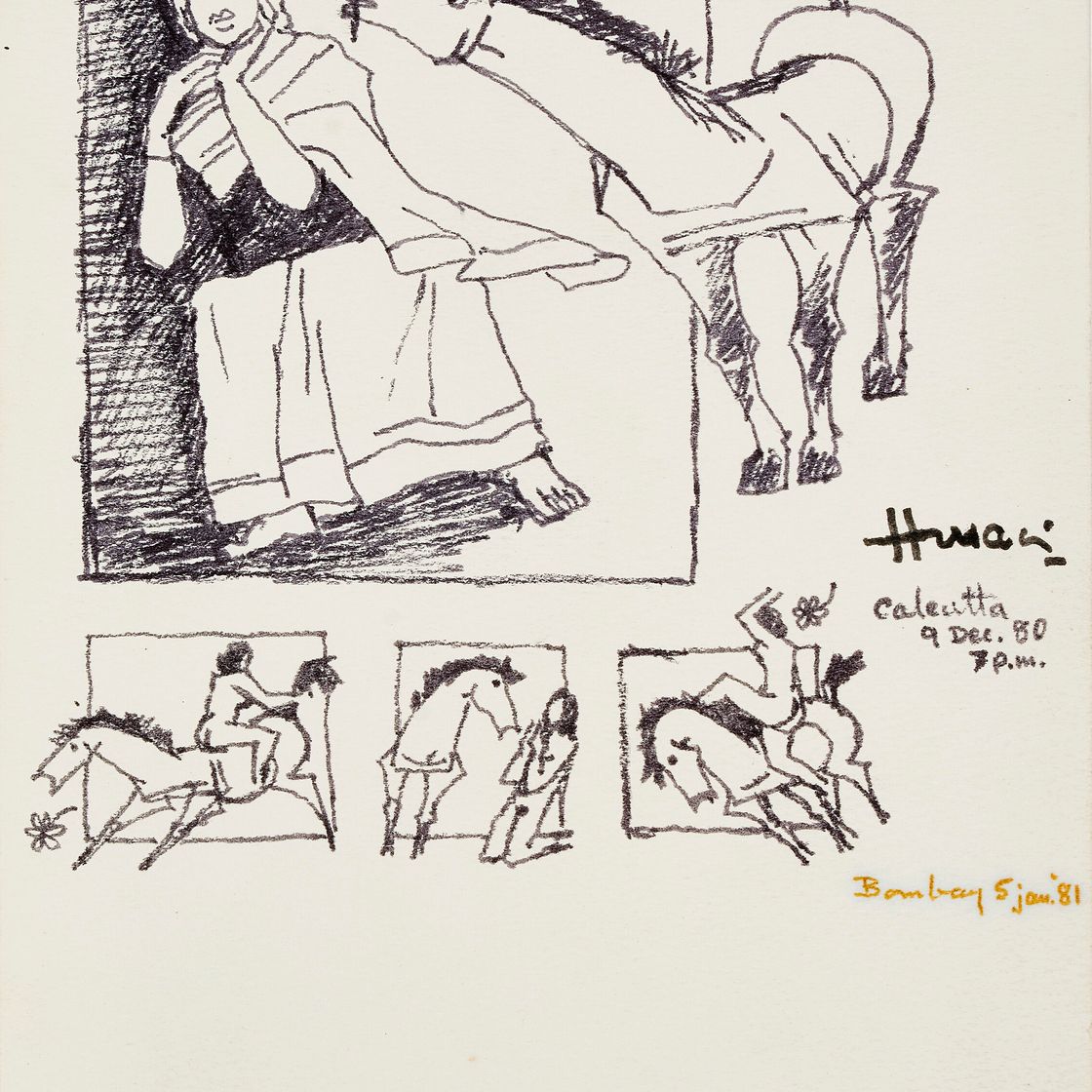 Maqbool Fida Husain — Без названия (Лошади)