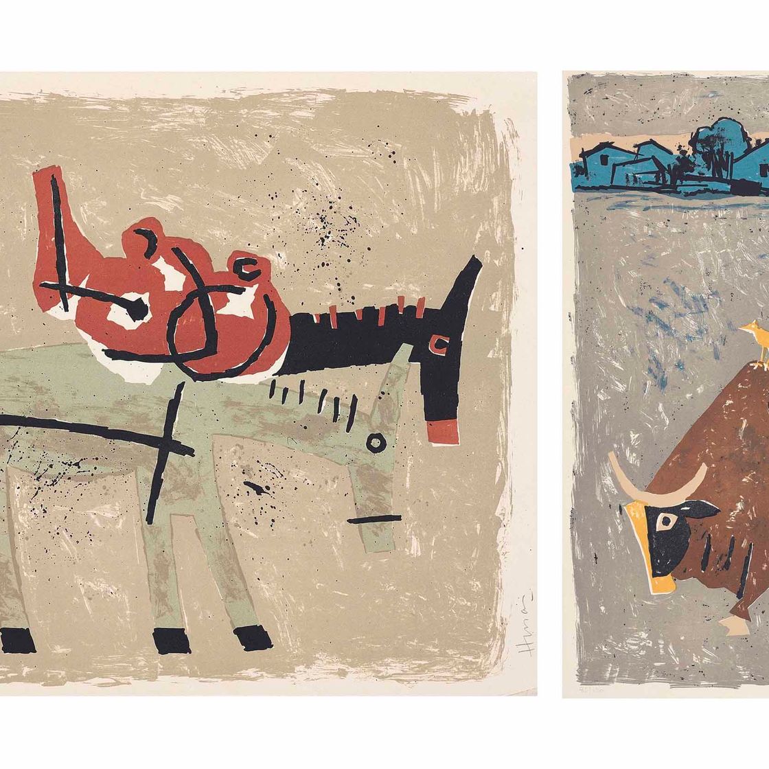 Maqbool Fida Husain — Без названия (Деревенская сцена)