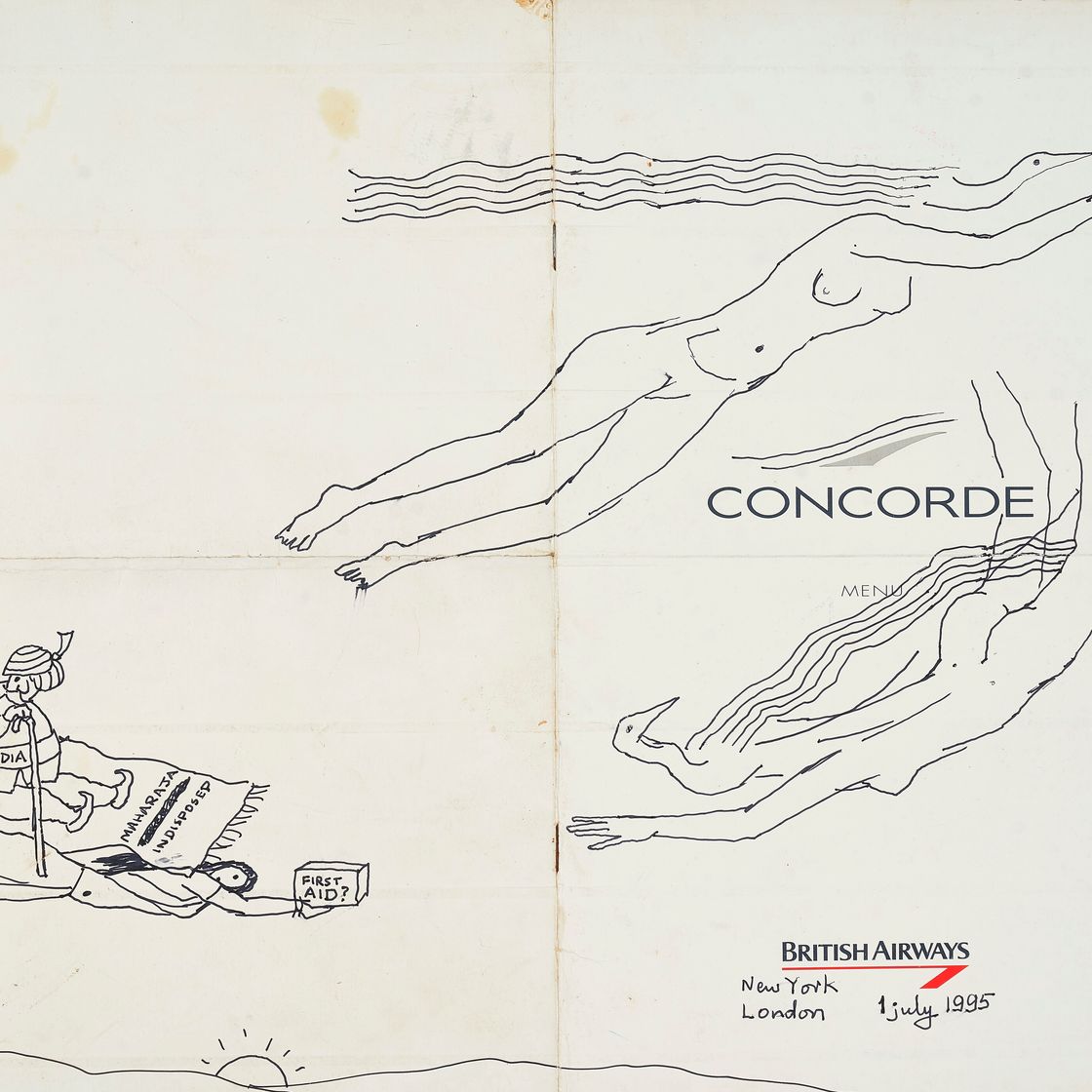 Maqbool Fida Husain — Без названия (меню Concorde)