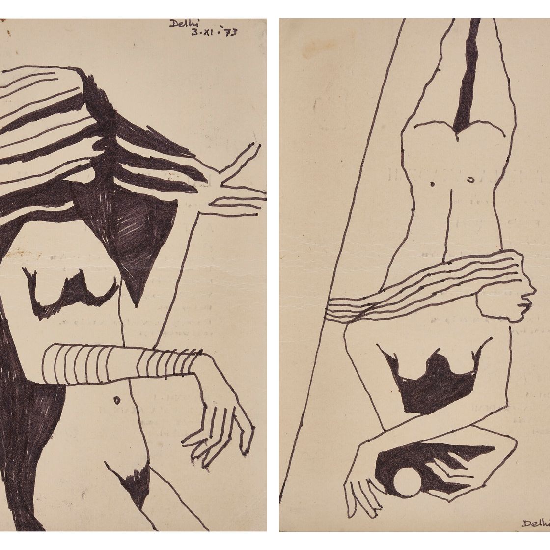 Maqbool Fida Husain — Без названия (Обнаженная натура)