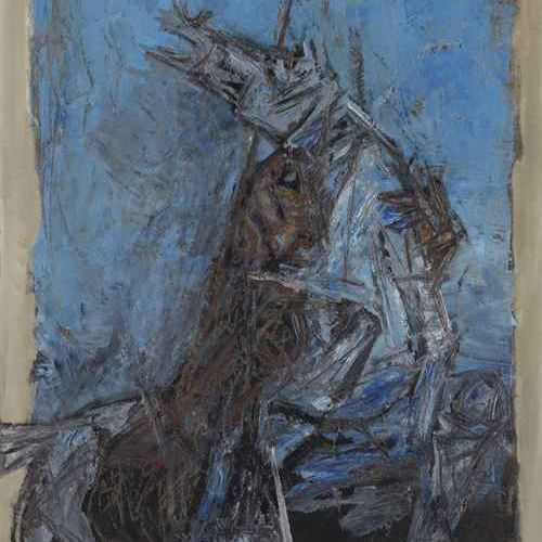 Maqbool Fida Husain — Без названия (Синяя лошадь)