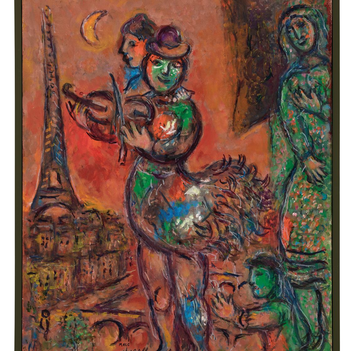 Marc Chagall — Виолончелистка-танцовщица у Парижского моста, изображение 2