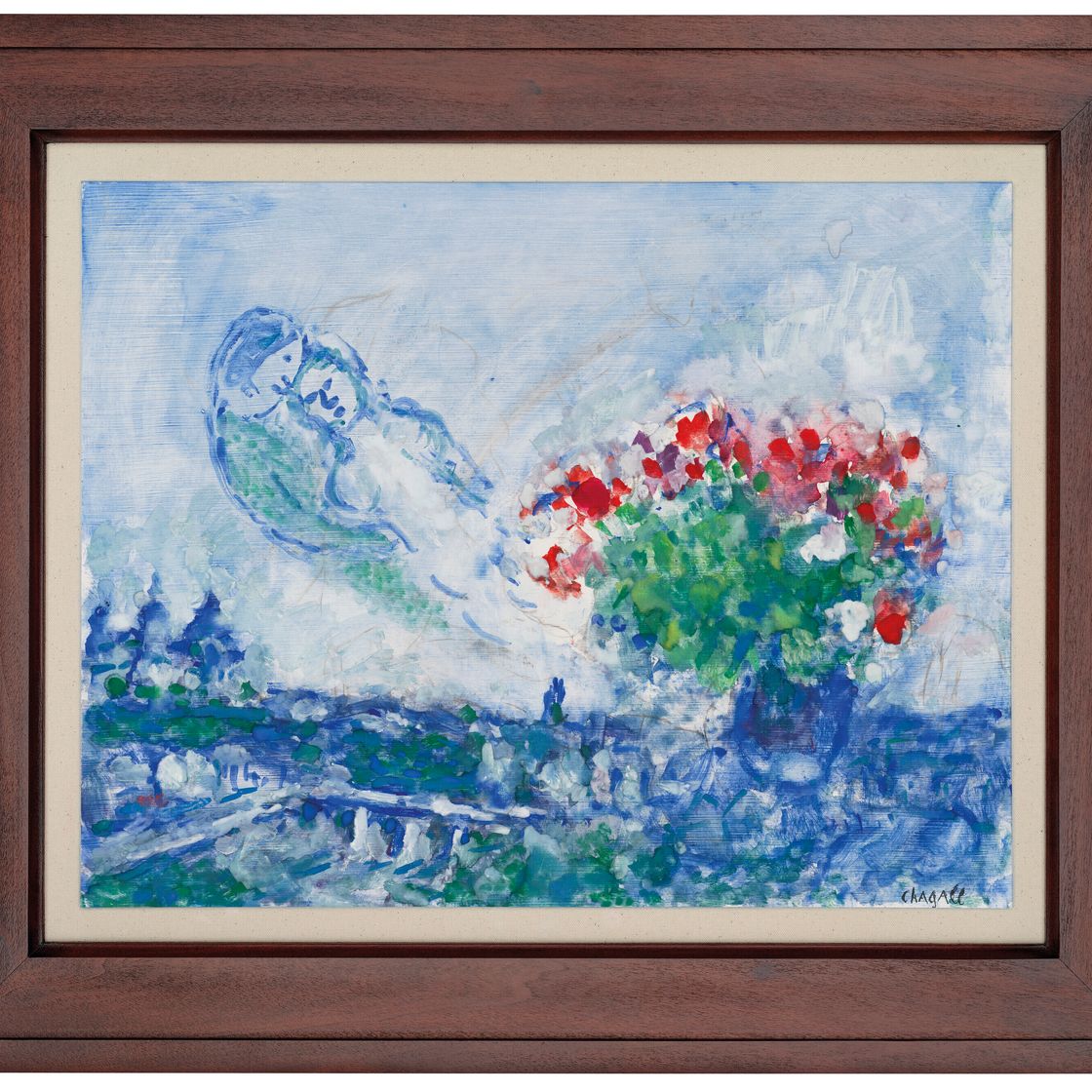 Marc Chagall — Любовь и букет цветов, изображение 2