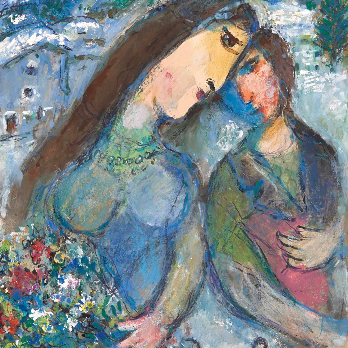Marc Chagall — Пара в поезде вдвоем