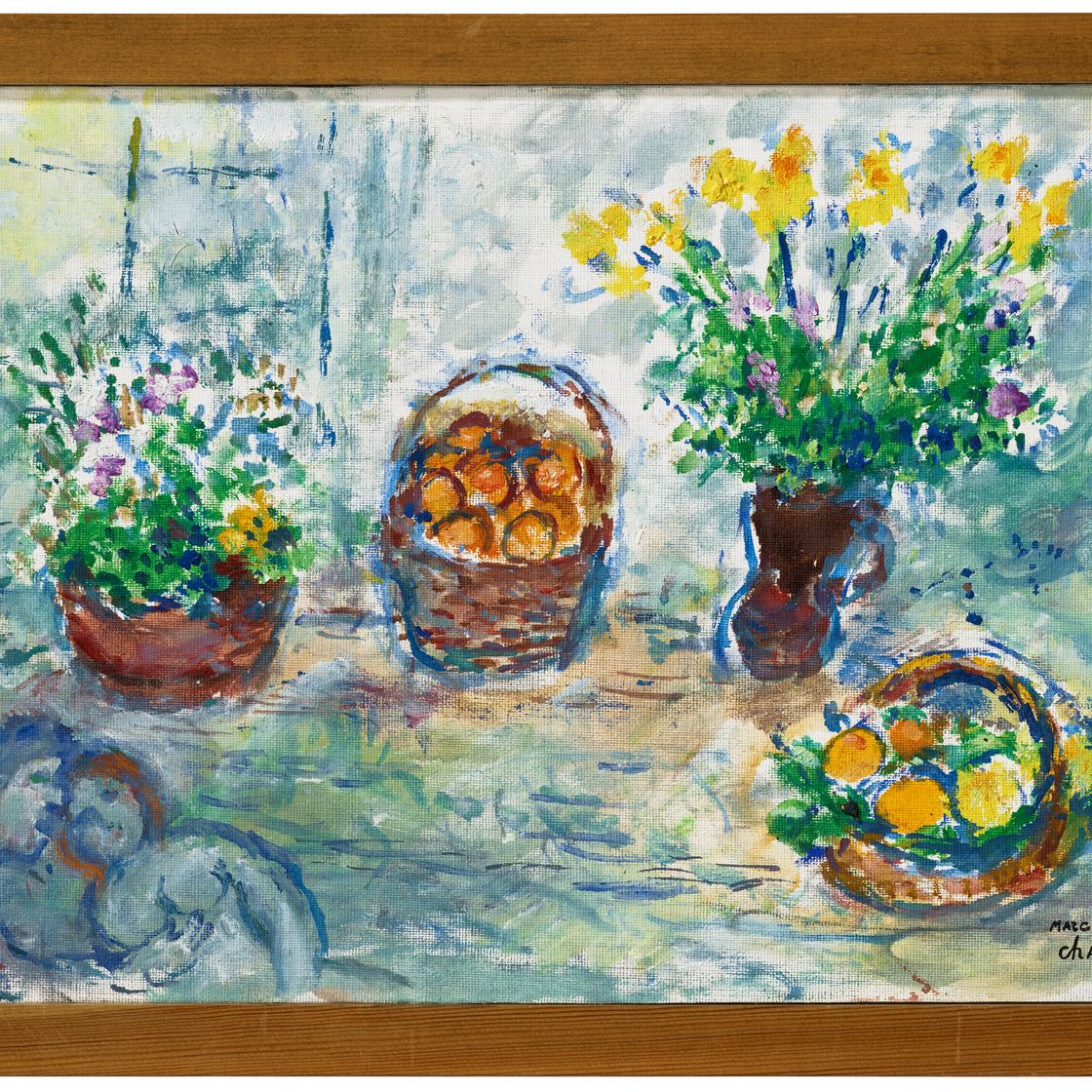 Marc Chagall — Цветы и корзиночки с фруктами на столе, изображение 2