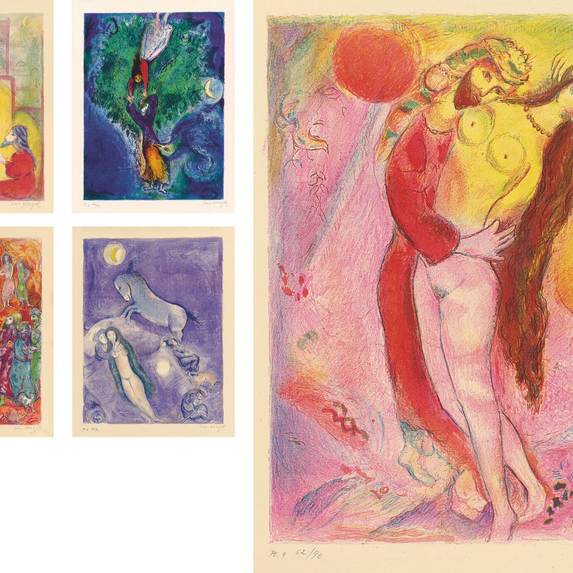 Marc Chagall — Четыре сказки из "Тысячи и одной ночи", "Пантеон Букс", Нью-Йорк, 1948 (Мурло, 36-47; Крамер, 18)