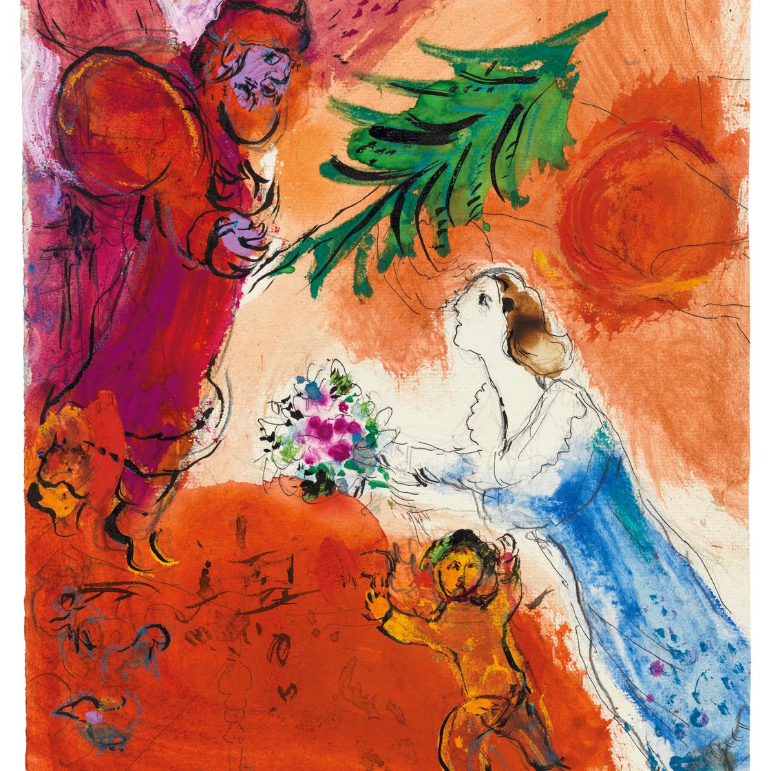 Marc Chagall — Ноэль Ноэль с нежным румянцем на свидании с красавицей, изображение 1