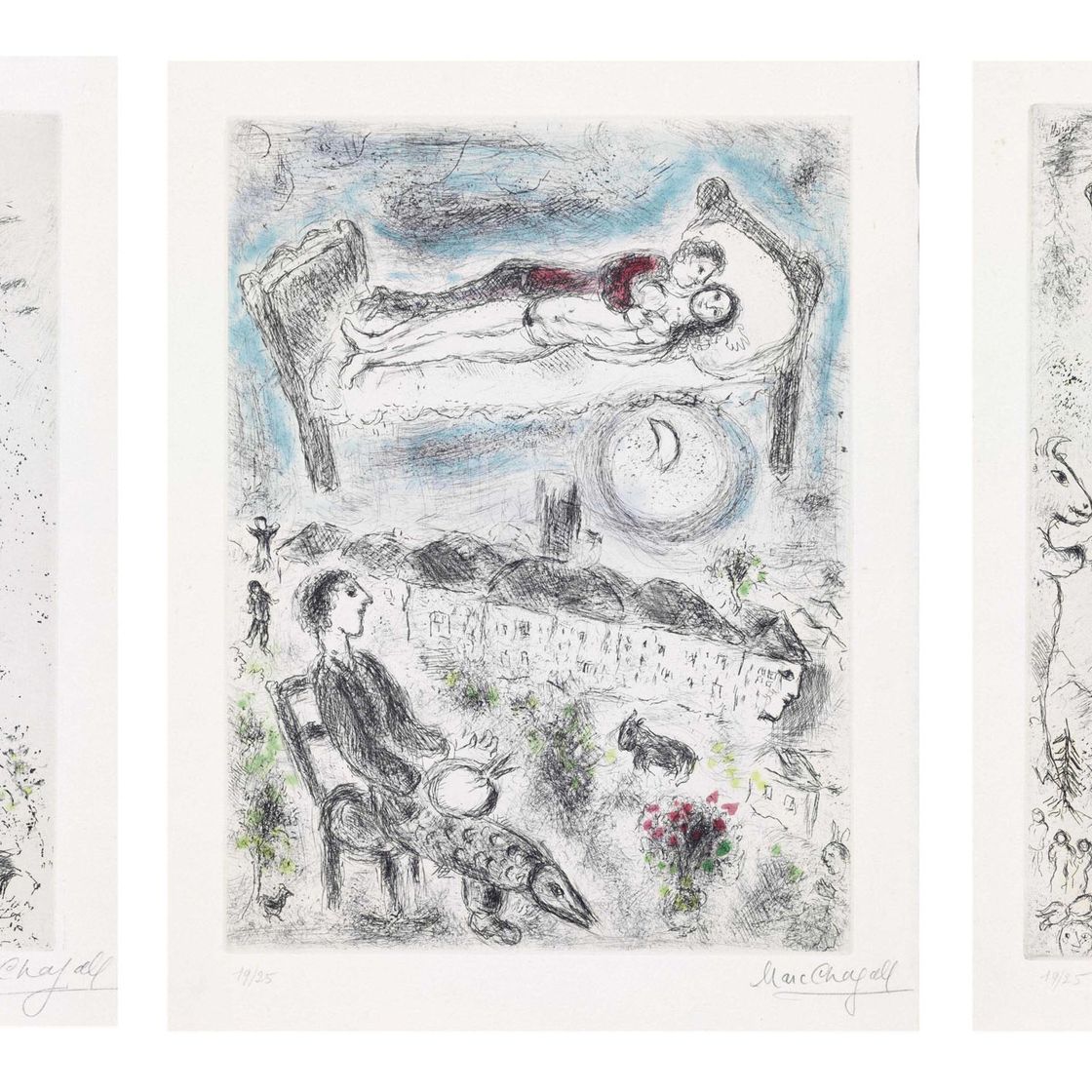Marc Chagall — Луи Арагон, "Обморок, когда люди выбирают без страха смерти", главный редактор, Париж, 1976 (С. книги 99), изображение 1