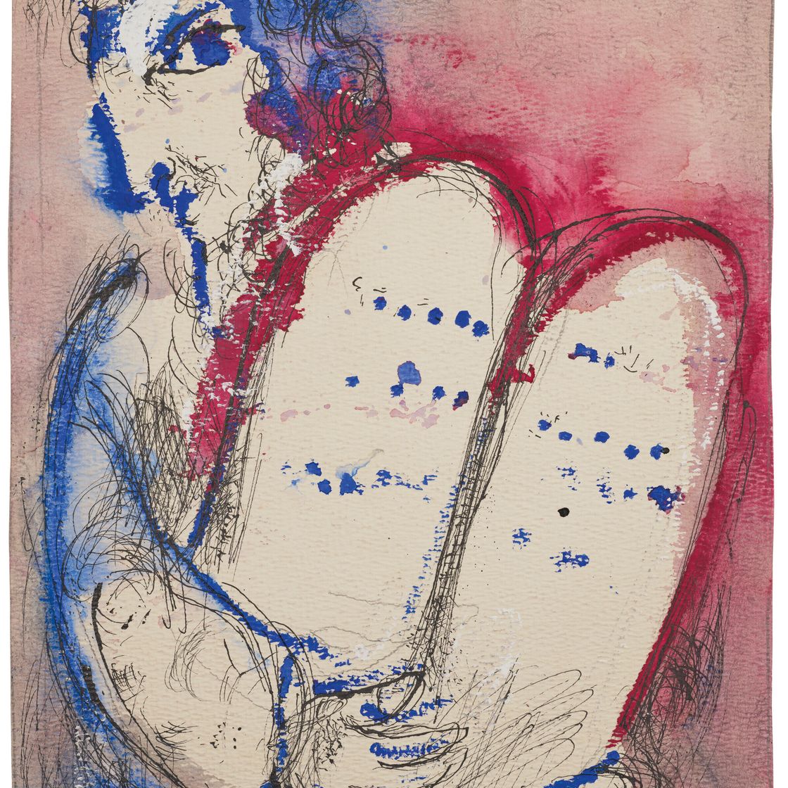 Marc Chagall — Моисей (подготовительный материал гуашью для литографии, М. 126 (Библейское изд.)), изображение 4