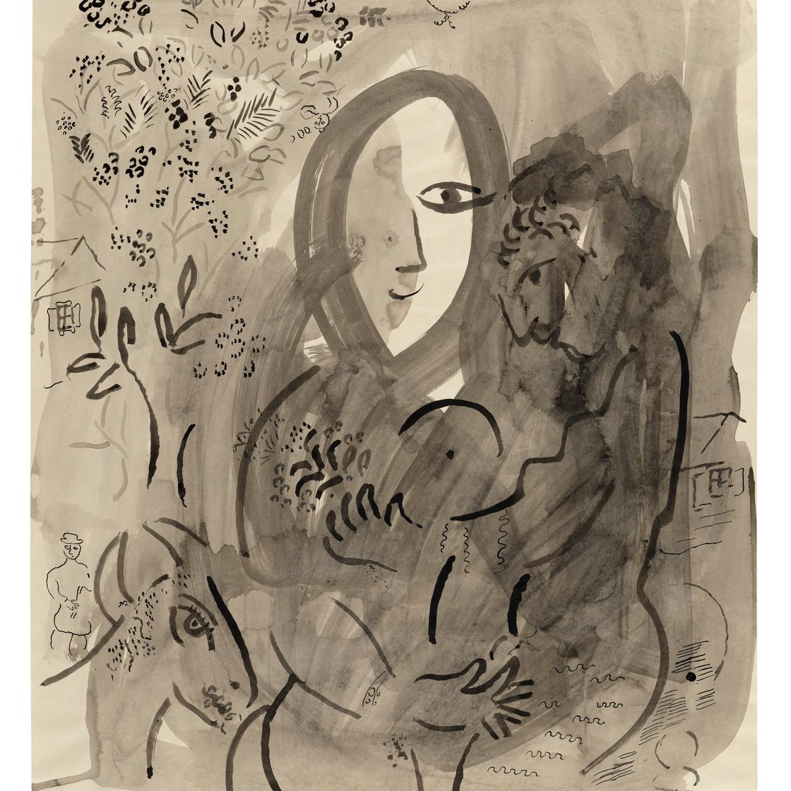 Marc Chagall — Авторская сцена с изображением женщины в лунном свете, изображение 2