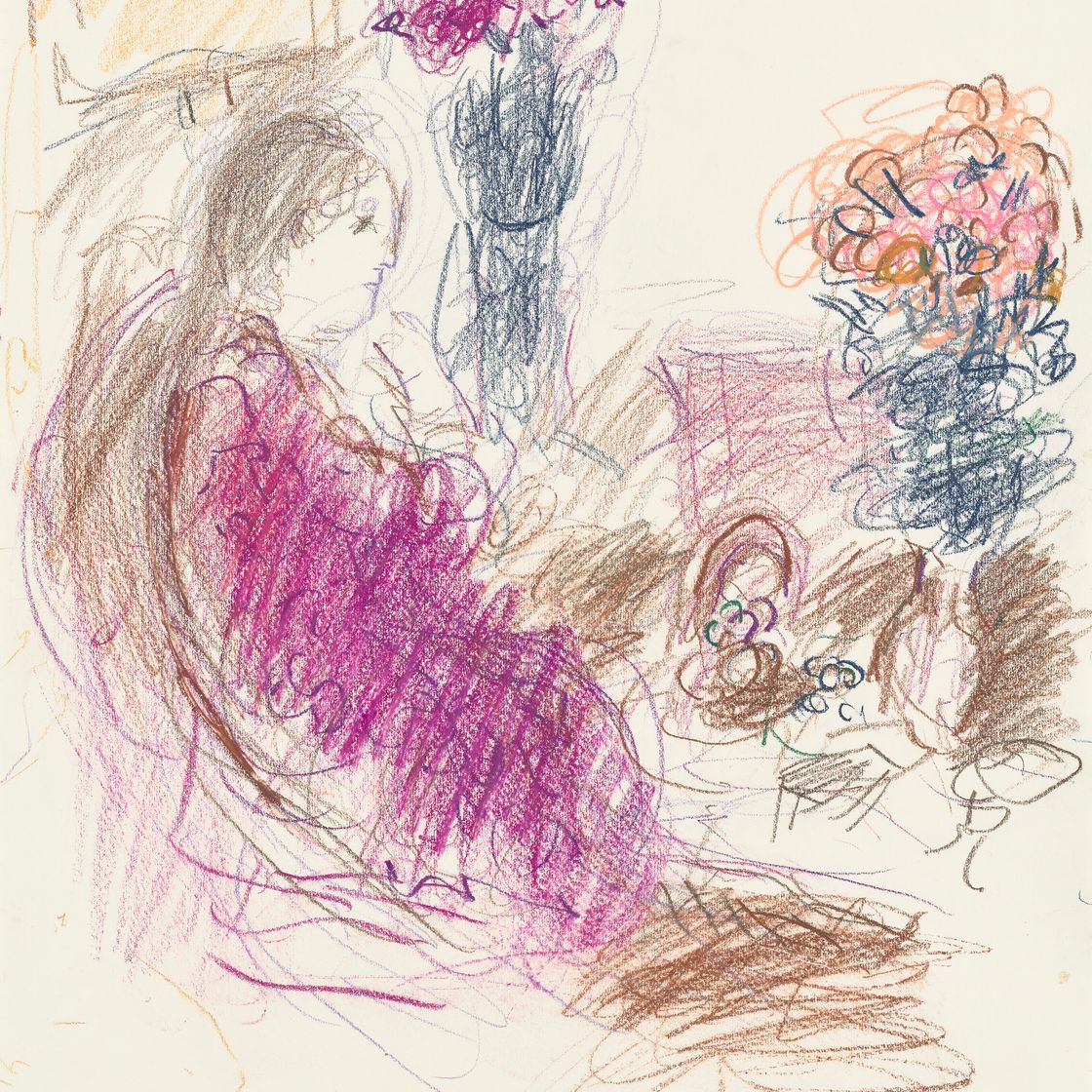 Marc Chagall — Интерьер в стиле молодой женщины в фиолетовом цвете, изображение 1