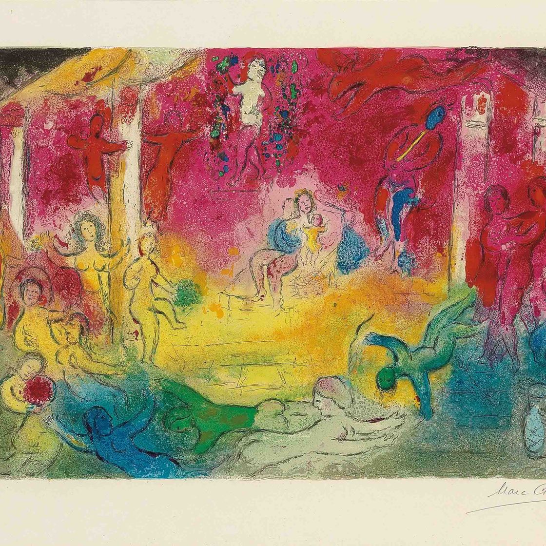 Marc Chagall — Храм и история Бахуса, из книги "Дафнис и Хлоя" (М. 346; ср. С. книги 46)