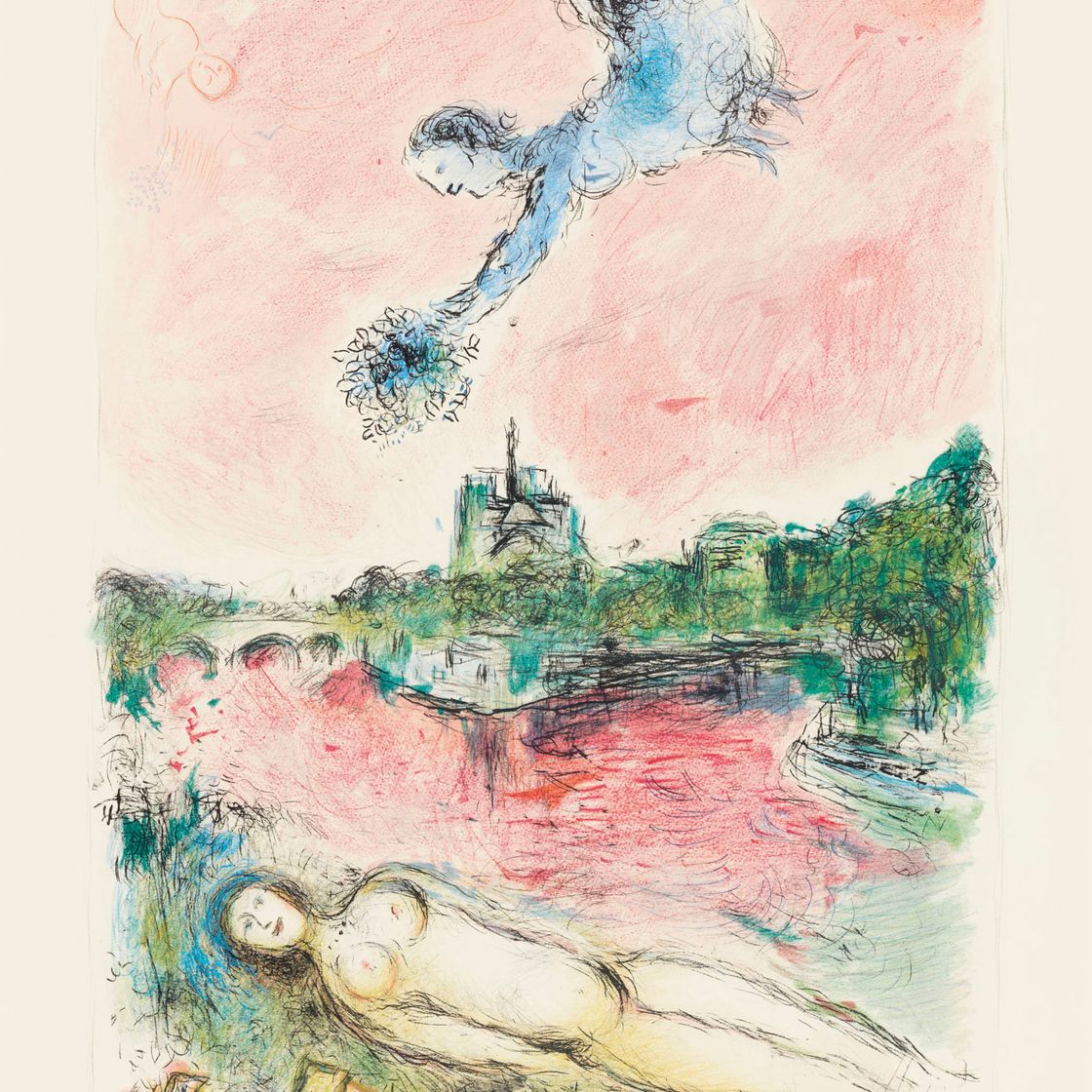 Marc Chagall — Вид на собор Парижской Богоматери