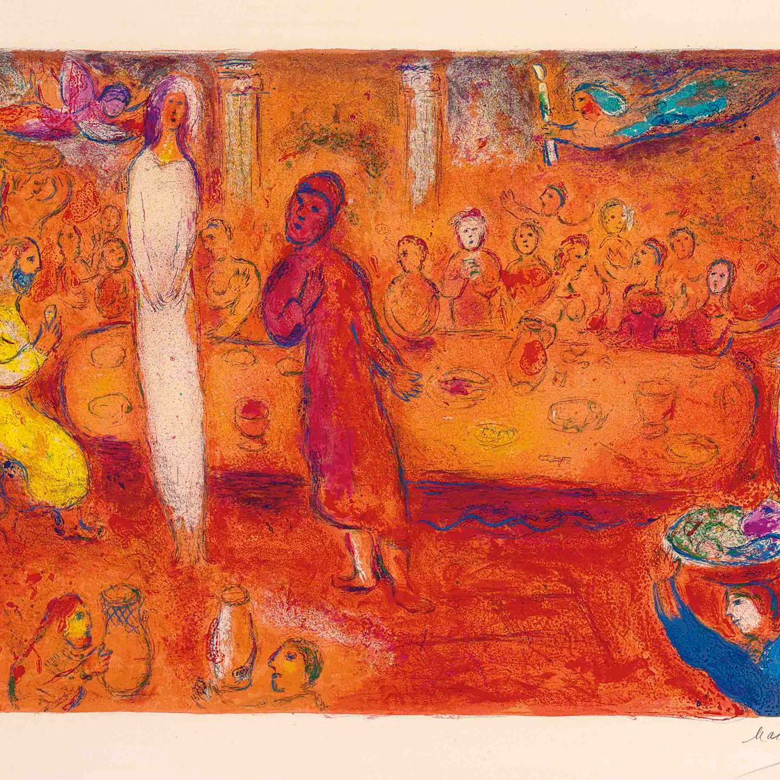 Marc Chagall — Мегаклес осматривает подвеску с изображением праздника, из "Дафниса и Хлои" (М. 347; см. С. книги 46)
