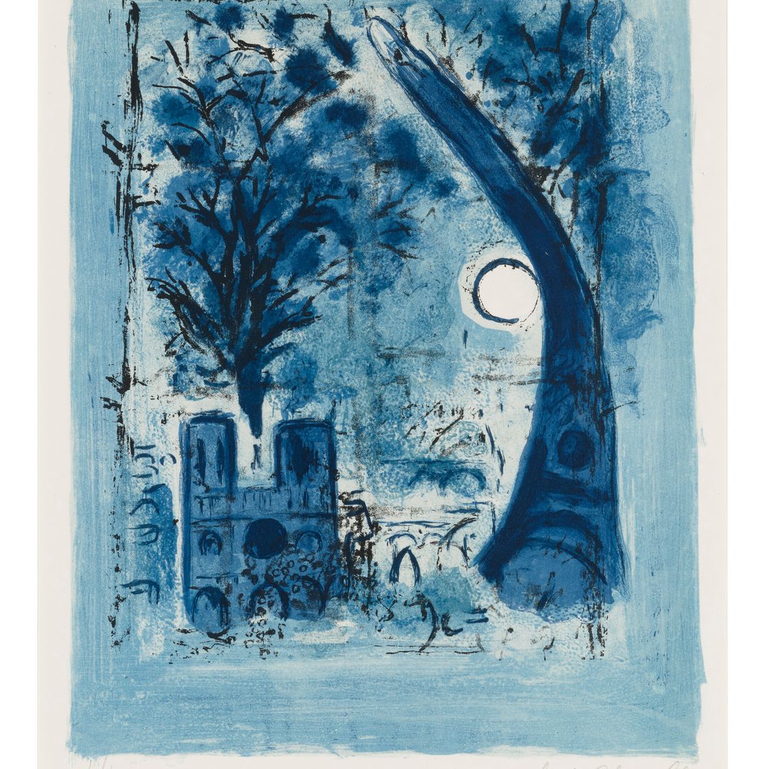 Marc Chagall — Собор Парижской Богоматери и Эйфелева башня