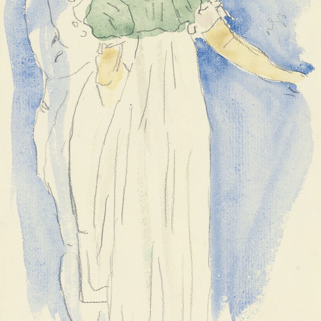 Marc Chagall — Романтическая пара, этюд по костюмам для балета оперы "Нидзинская"