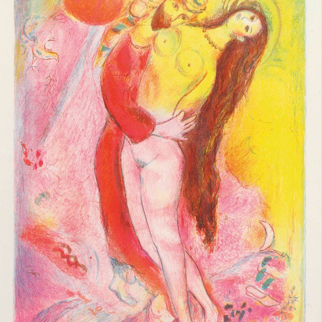 Marc Chagall — Раздев ее собственноручно, король взглянул на ее тело и увидел его как серебряный слиток... из четырех сказок "Тысячи и одной ночи".