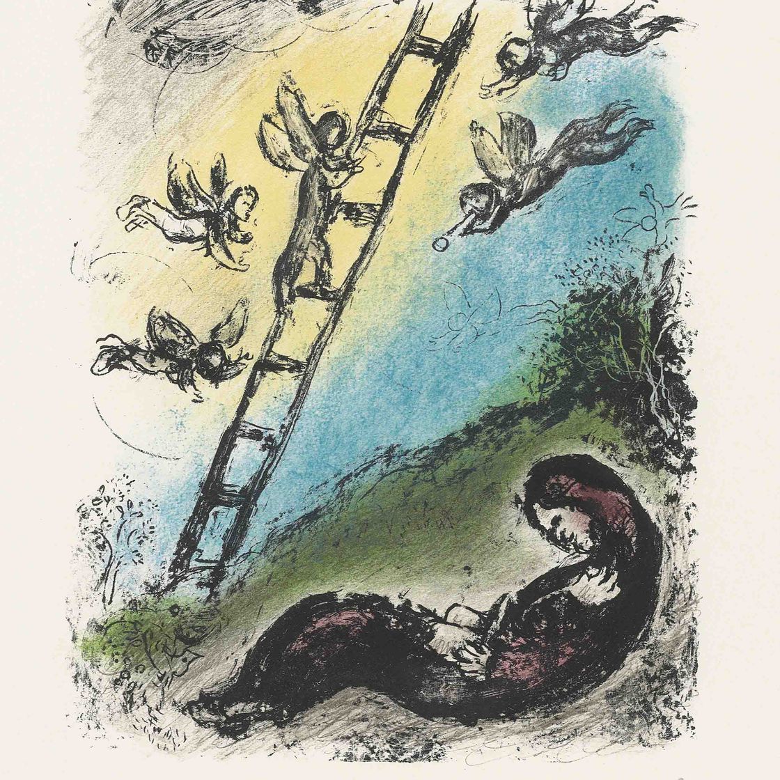 Marc Chagall — Якоб и Ангелы (M. 966)