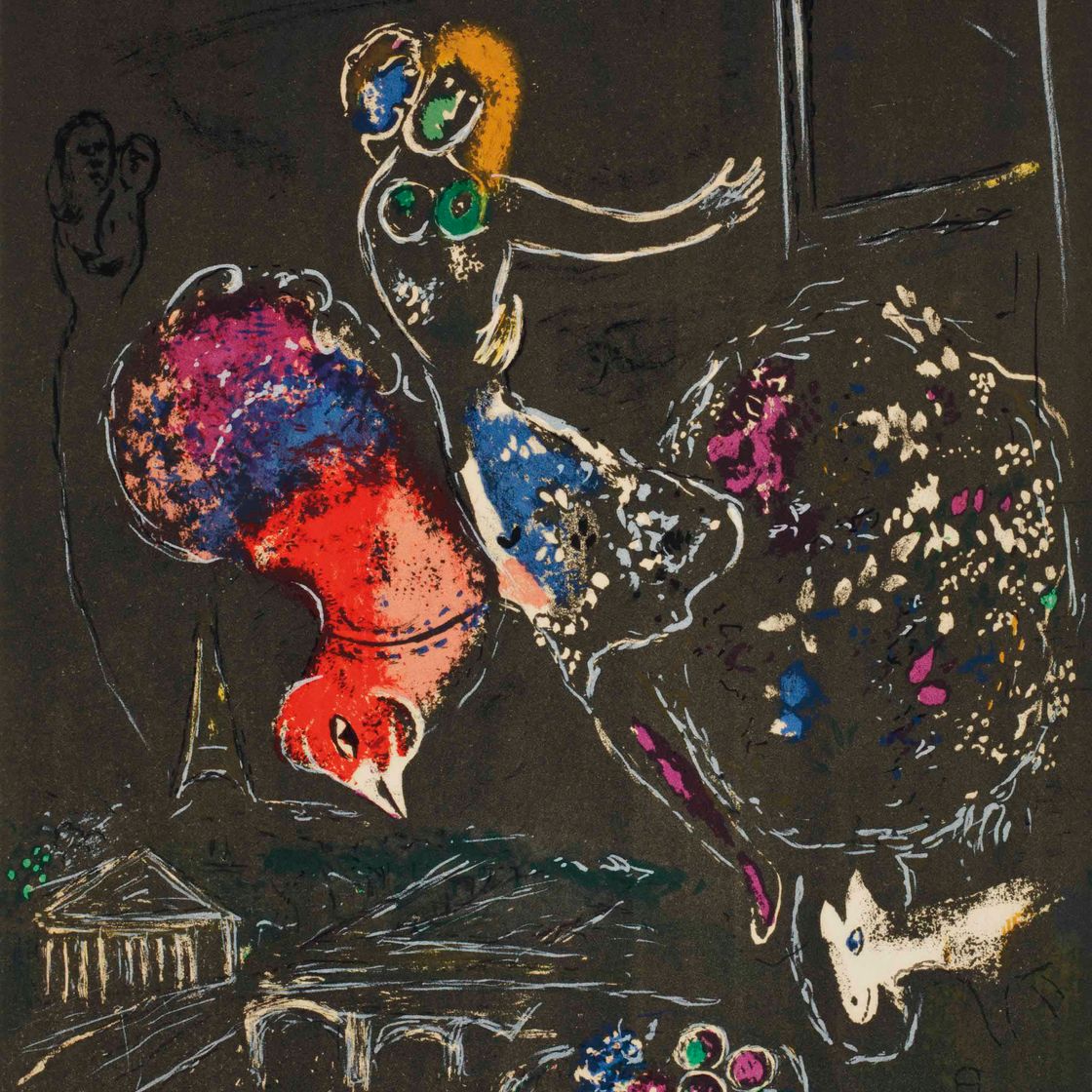 Marc Chagall — Ночь в Париже, из "Дерриер ле Мир"