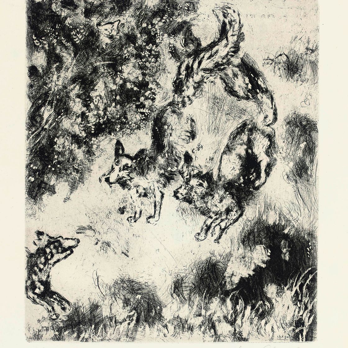 Marc Chagall — Четыре иллюстрации из: Жан де Лафонтен, "Басни" (см. 22-ю книгу Крамера)