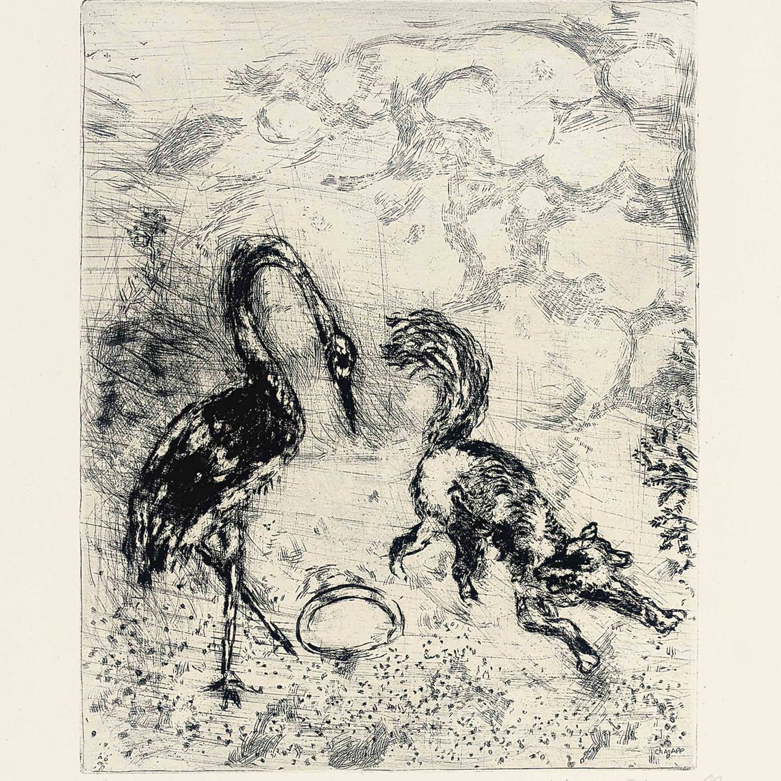 Marc Chagall — Четыре иллюстрации из: Жан де Лафонтен, "Басни" (см. 22-ю книгу Крамера)