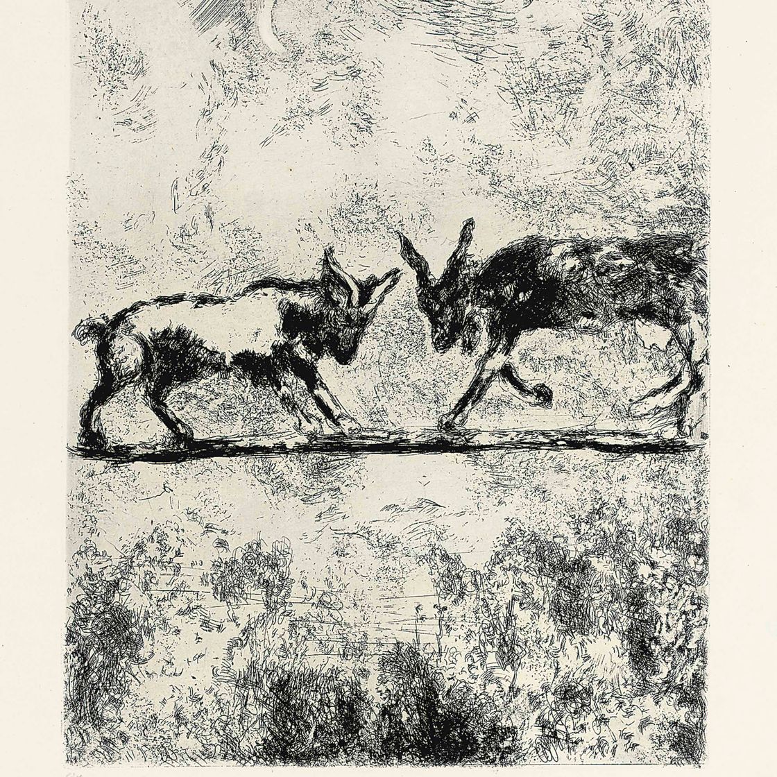 Marc Chagall — Четыре иллюстрации из: Жан де Лафонтен, "Басни" (см. 22-ю книгу Крамера)