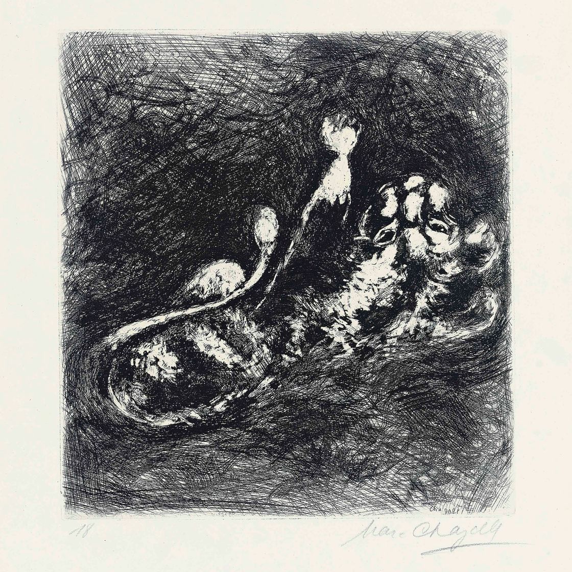 Marc Chagall — Три иллюстрации из: Жан де Лафонтен, "Басни" (см. 22-ю книгу Крамера)
