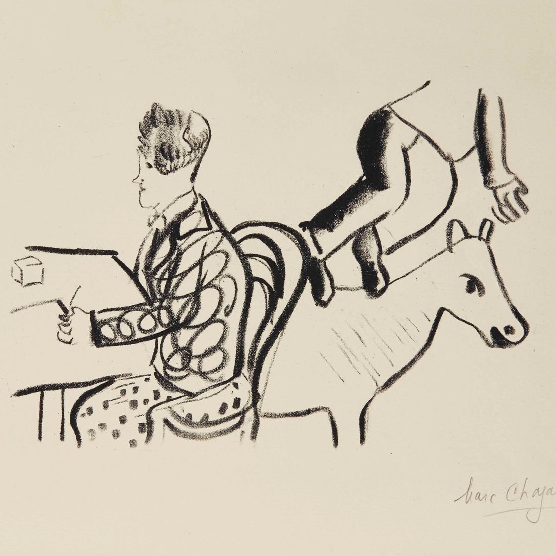 Marc Chagall — Стол, Человек-помощник и животное