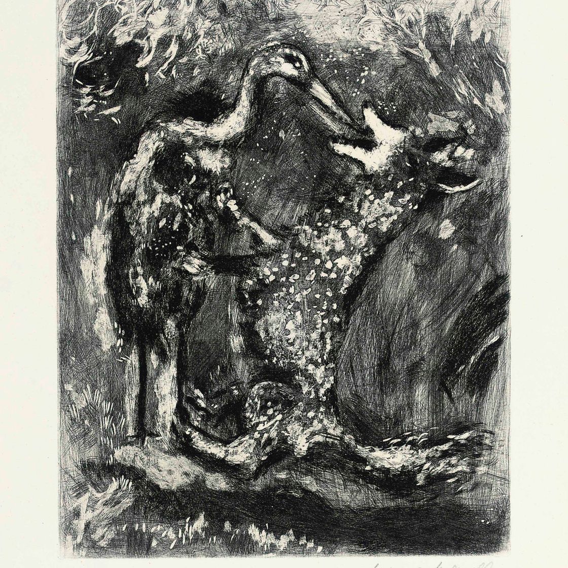 Marc Chagall — Четыре иллюстрации из: Жан де Лафонтен, "Басни" (см. 22-ю книгу Крамера)