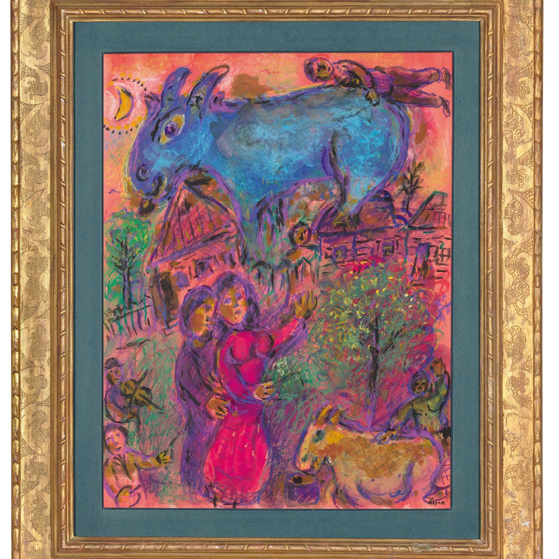 Marc Chagall — Голубая ночь на исходе праздника в деревне в розах, изображение 2