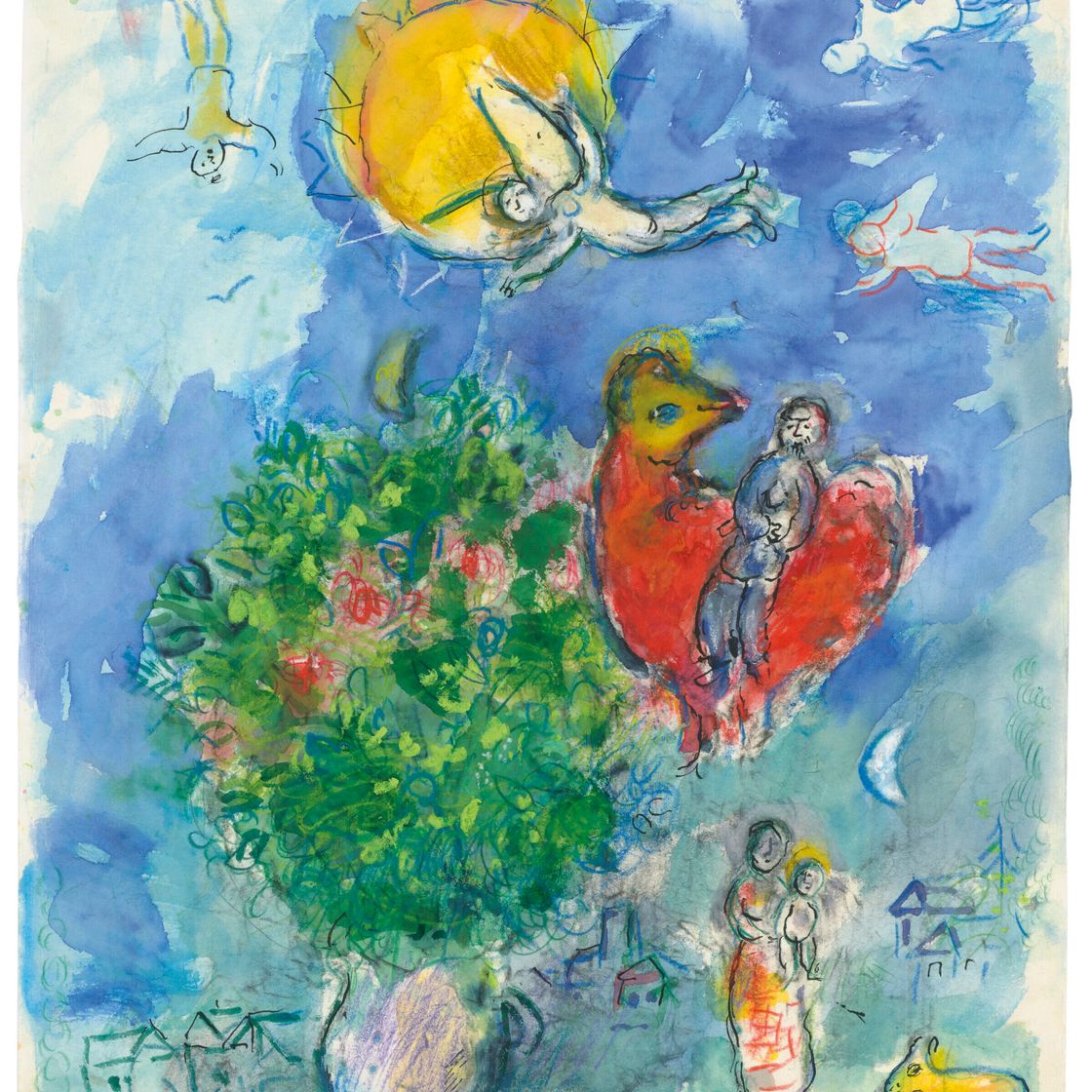 Marc Chagall — Букет и румяна у гранд-солей в кампанье, изображение 2
