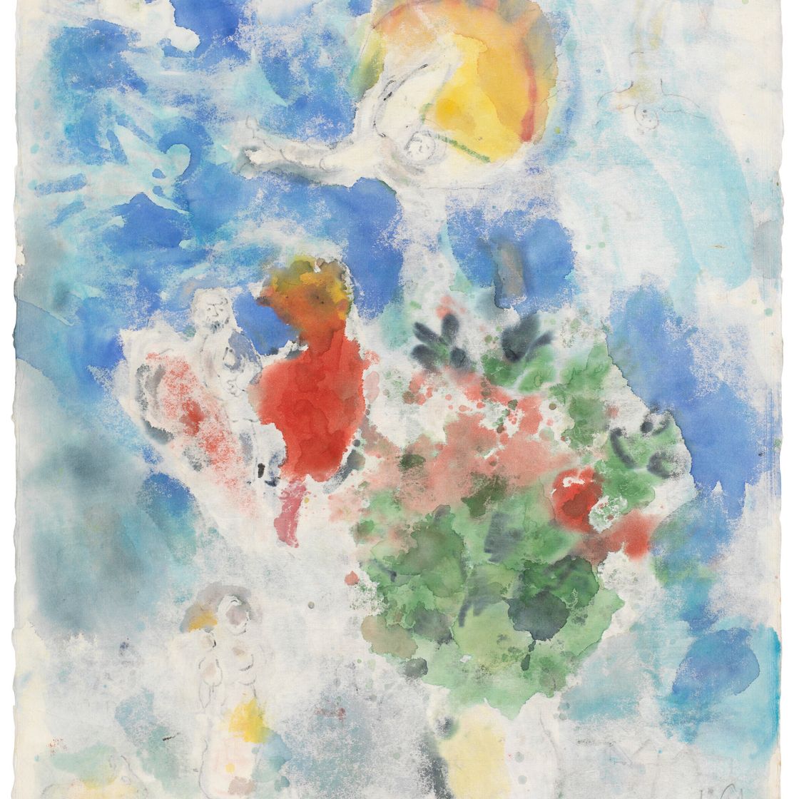 Marc Chagall — Букет и румяна у гранд-солей в кампанье, изображение 3