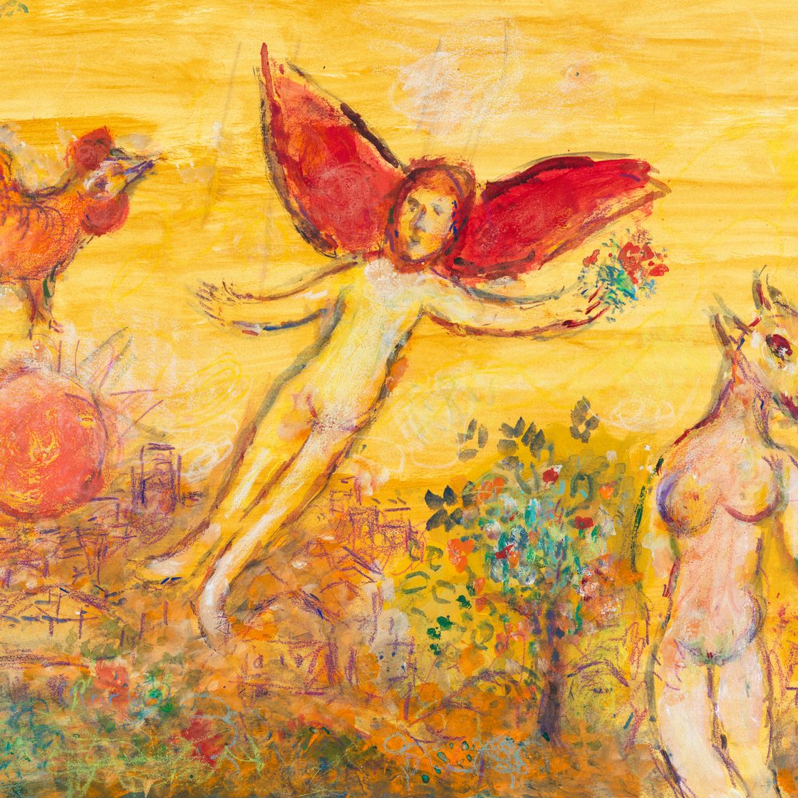 Marc Chagall — Любовь к розовым цветам Желтого неба в Сен-Поле
