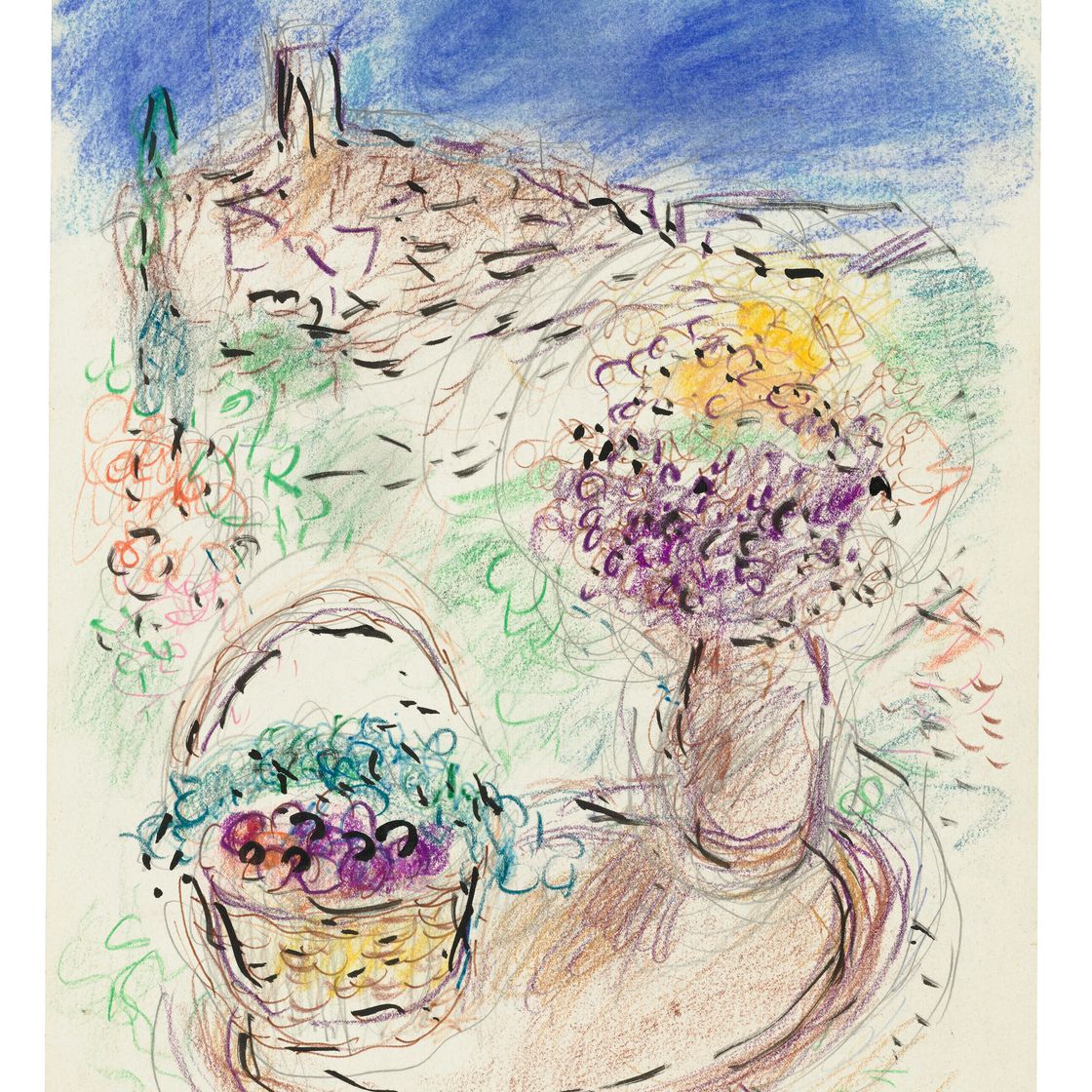 Marc Chagall — Эскиз для "Голубого неба Сен-Поля"