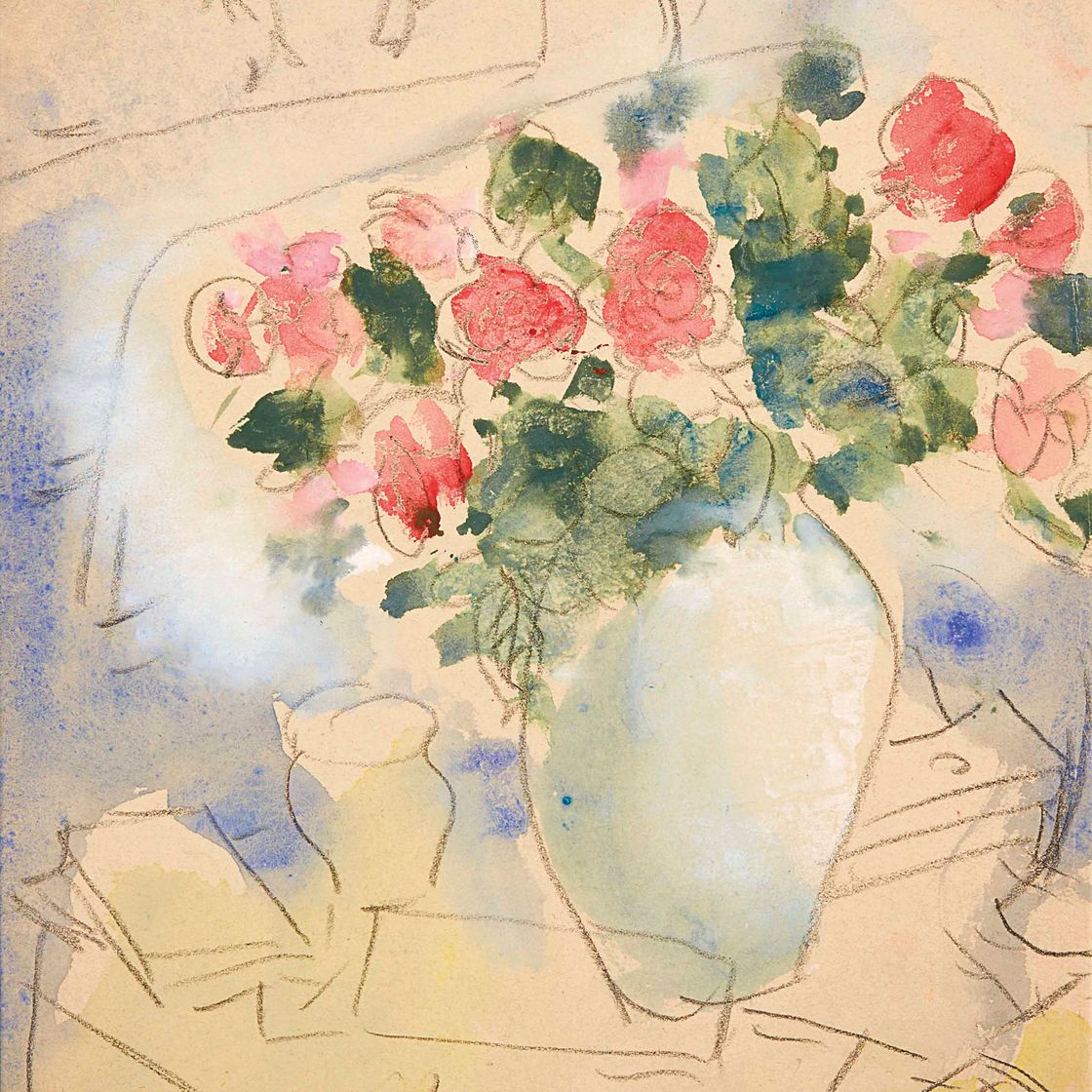 Marc Chagall — Ваза для роз, этюд