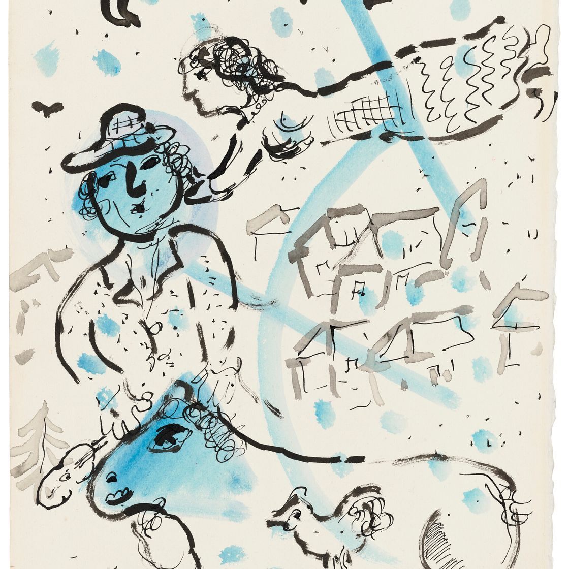 Marc Chagall — Встреча на рассвете с лунным круассаном