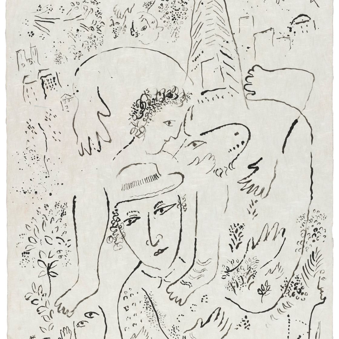 Marc Chagall — Автопортрет с вводной частью Парижа