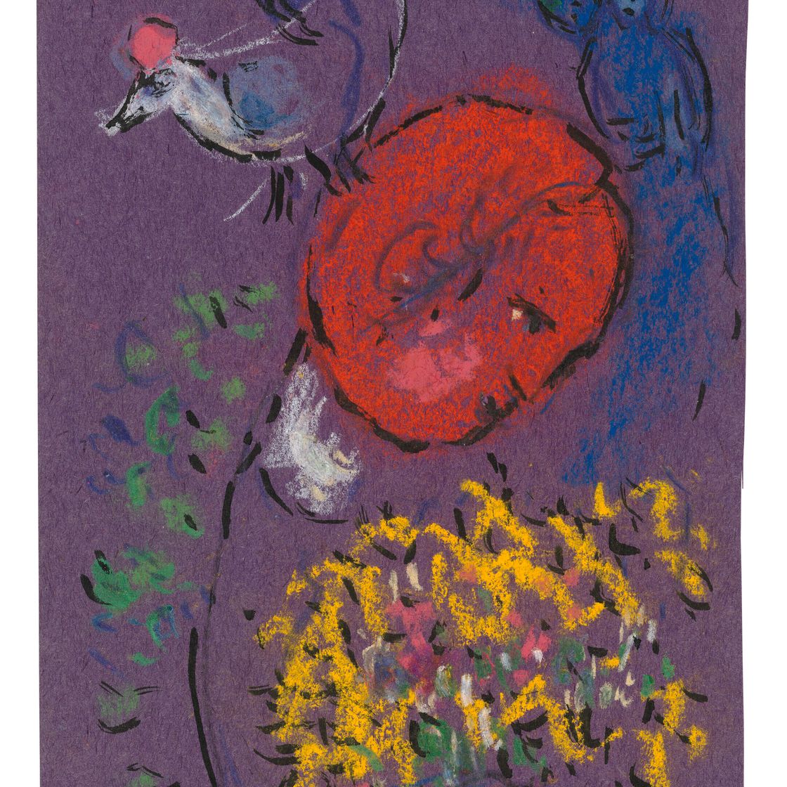 Marc Chagall — Профиль апельсина в букете нежно-лиловых цветов