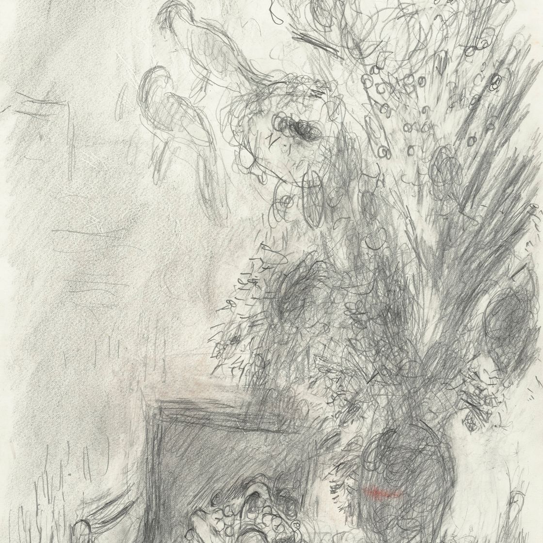 Marc Chagall — Интерьер с большим букетом и двумя перрушками